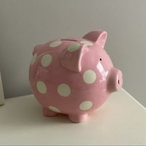 Elegant Baby Pink Polkadot Ceramic Piggy Bank